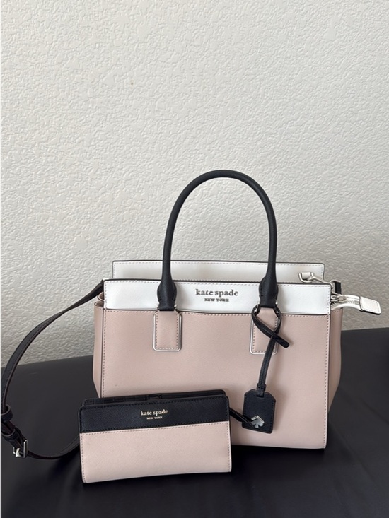 kate spade Handbags - kate spade Pink, White and Black Leather Satchel with Matching Wallet